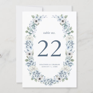 Blaue Blumige Hochzeit Tischnummer