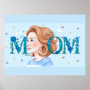 Blaue Blumige Mutter Poster