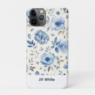 Blaue Blumige Weiße Wasserfarbe Case-Mate iPhone Hülle