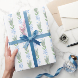 Blaue Blüte mit Grün Geschenkpapier