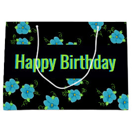 Blaue Blüte mit Schwarz Große Geschenktüte