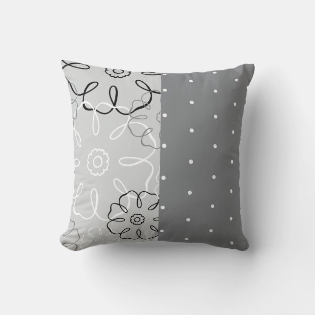 Blaue Blüte und Punkte Amerikanisches MOJO Pillow Kissen (Vorderseite)