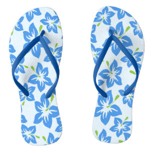 Blaue Blüten Blumen Flip Flops
