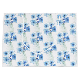 Blaue Blüten in Glasvase Große Geschenktüte