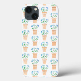 Blaue Blüten in Holztöpfen Case-Mate iPhone Hülle