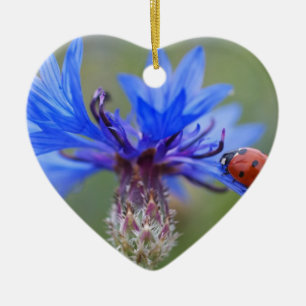 Blaue Blüten Marienkäfer Frieden Liebe Schicksal K Keramikornament