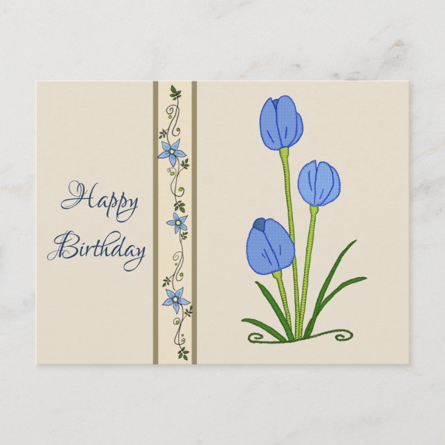 Blaue Blüten Postkarte (Vorderseite)