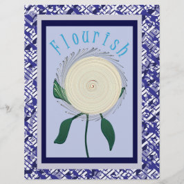 Blaue Blüten-Schabblonenpapier-Bulk-Seiten Flyer