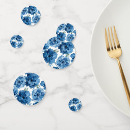 Blaue Blüten Wasserfarbe Floral Botanisch Weiß Konfetti