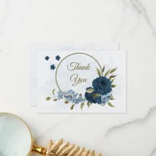 Blaue Blütenblumen botanische Hochzeit Dankeskarte