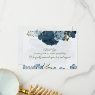 Blaue Blütenblumen botanische Hochzeit Dankeskarte