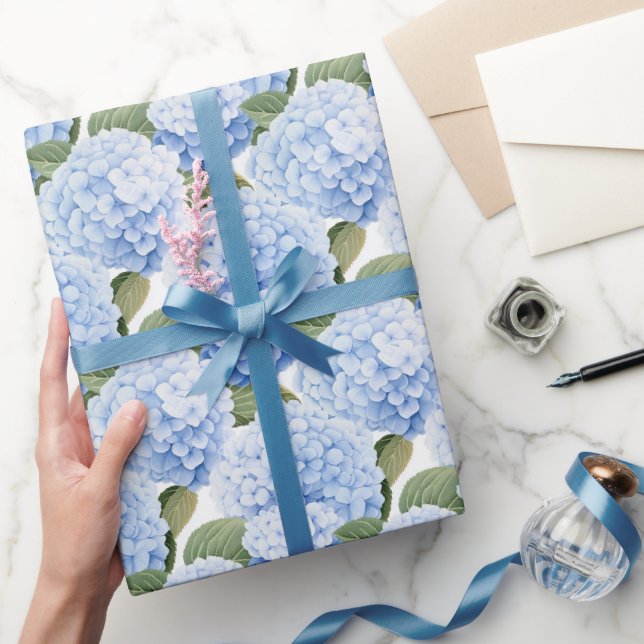 Blaue Blütenexplosion Geschenkpapier (Schenken)