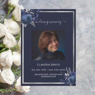 Blaue Blütenflora des Silberbeerungsprogramms für  Mitteilungskarte