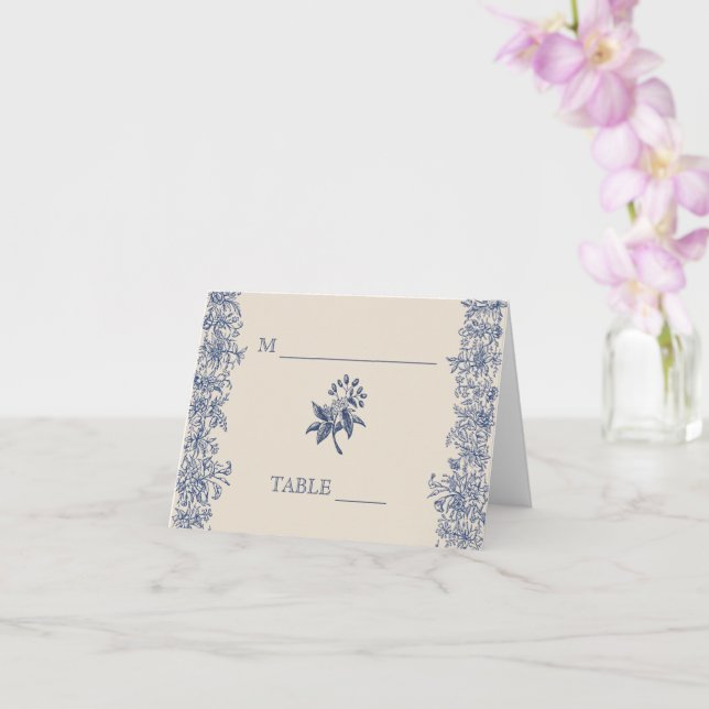 Blaue Blütenhochzeit Platzkarte Karte (Orchidee)