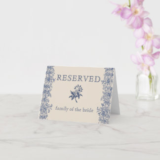 Blaue Blütenhochzeit Platzkarte Karte