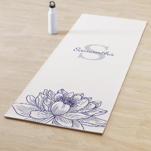 Blaue Blütenlinie Zeichnend Personalisierte Yoga M Yogamatte