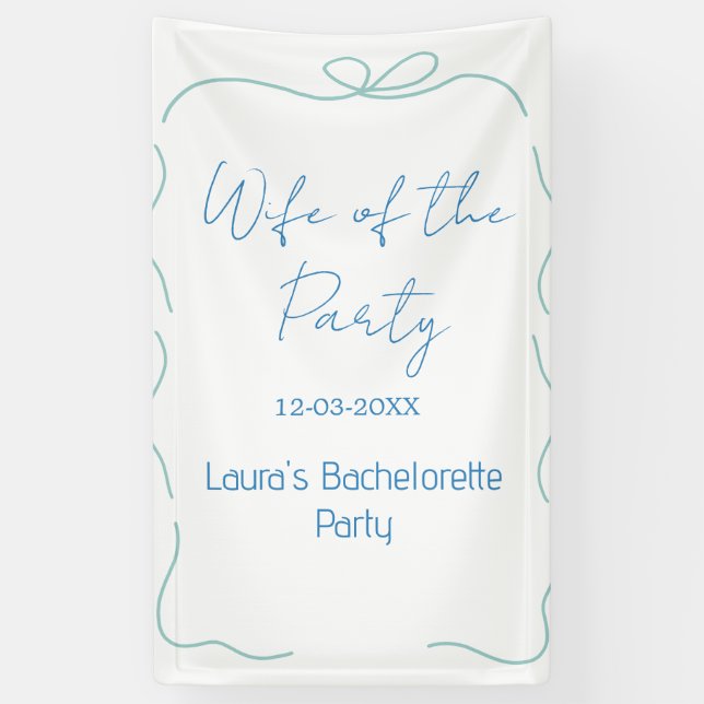blaue Bogen Frau der Party Name Datum spanische Gr Banner (Vertikal)
