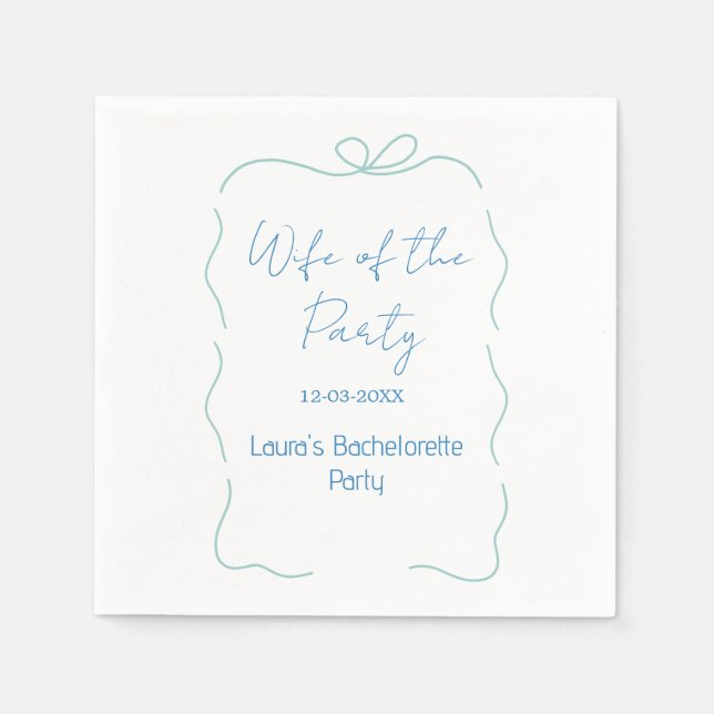 blaue Bogen Frau der Party Name Datum spanische Gr Serviette (Vorderseite)