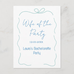 blaue Bogen Frau des Party-Namens Datum spanischer Postkarte