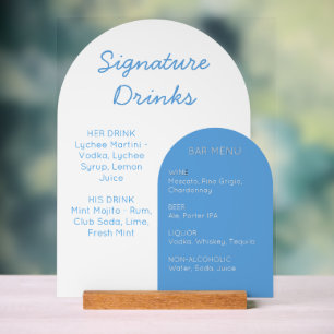 Blaue Bogen-Hochzeitsbar-Schild Individuelle Acryl Acrylschild