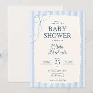 Blaue Bogen Minimalistische Babyparty-Einladung Mitteilungskarte
