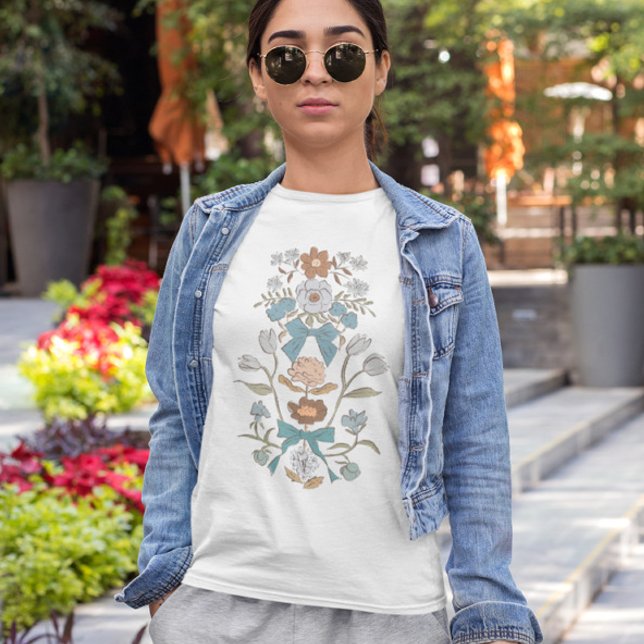 Blaue Bogen und Blume T-Shirt (Von Creator hochgeladen)