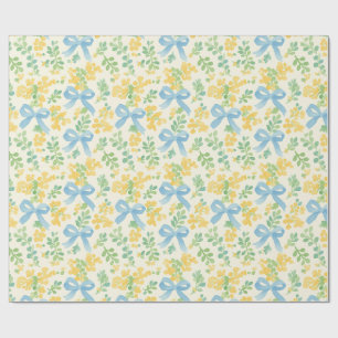 Blaue Bogen und gelbes florales Kernmuster Geschenkpapier