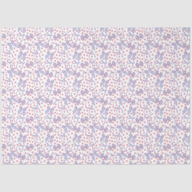 Blaue Bögen und rosa Punkte Seidenpapier (Vorderseite)