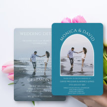 Blaue Bogenförmige Foto-Hochzeitskarten