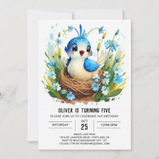 Blaue Bohemische Whimsikvögel Geburtstag Einladung