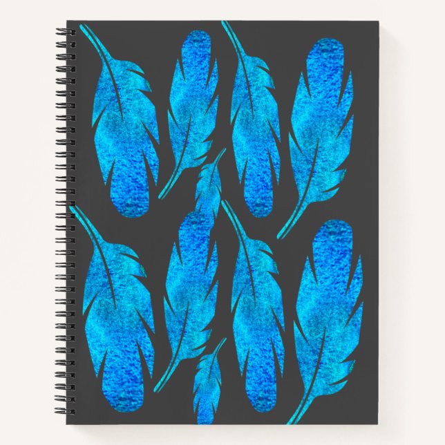 Blaue Boho Aquarellkunst Notizbuch (Vorderseite)