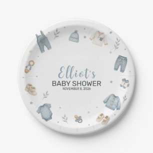 Blaue Boho-Babysachen Baby-Party Papier Pappteller