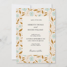 Blaue Boho-Botanische Hochzeit Einladung