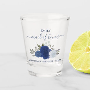 Blaue Boho-Chic-Rosen Elegante Trauzeugin Hochzeit Schnapsglas