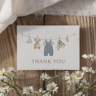 Blaue Boho-Kleidung für Babyjungen Baby Shower Dankeskarte