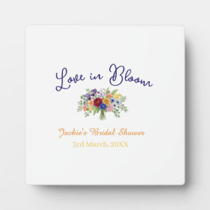 blaue boho-liebe in blüte Brautdusche Name Retro Fotoplatte