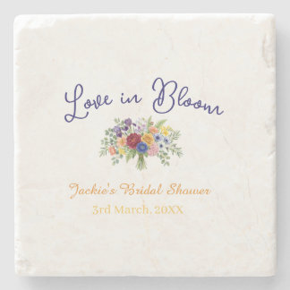 blaue boho-liebe in blüte Brautdusche Name Retro Steinuntersetzer