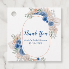 Blaue Boho-Pampasgras-Brautparty Geschenkanhänger