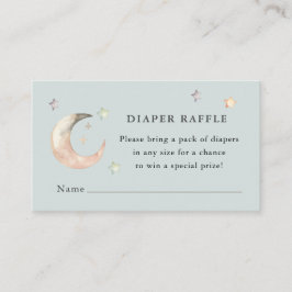 Blaue Boho Über den Mond Baby Shower Windel-Raffle Begleitkarte