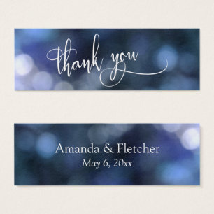 Blaue Bokeh-Hochzeit Danke Favor Tag Karte