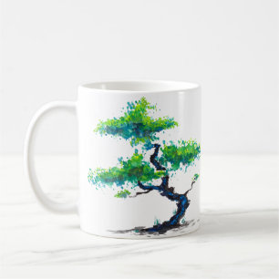 Blaue Bonsaiswatercolor-Kaffee-Tasse Kaffeetasse
