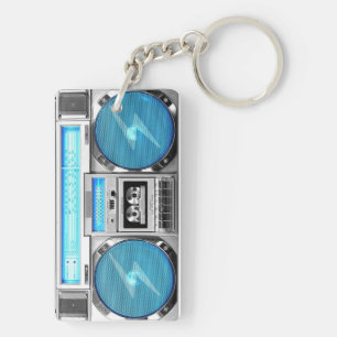 Blaue Boombox Schlüsselanhänger