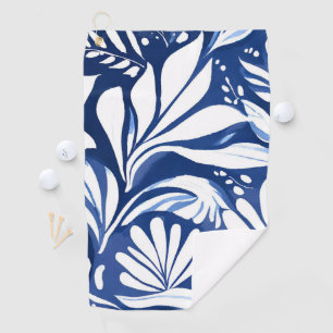 Blaue botanische Aquarell-Blumen Golfhandtuch