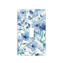 Blaue botanische Aquarell-Blumengarten