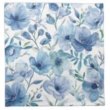 Blaue botanische Aquarell-Blumengarten