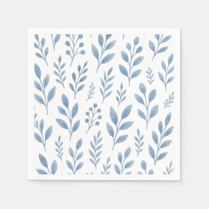 Blaue botanische Blattmuster-Hochzeiten-Brautjungf Serviette