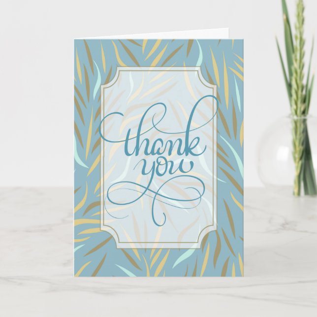 Blaue botanische Erdtöne Dankeskarte (Vorderseite)