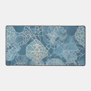 Blaue botanische geometrische Batik Schreibtischunterlage