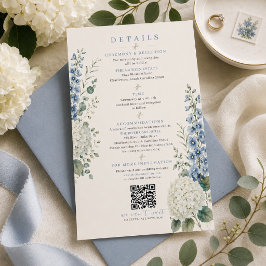 Blaue Botanische Hochzeits-Details Karte