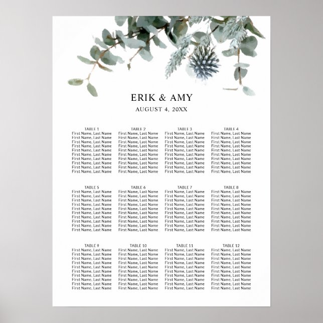 Blaue botanische Hochzeitssattelkarte Poster (Vorne)